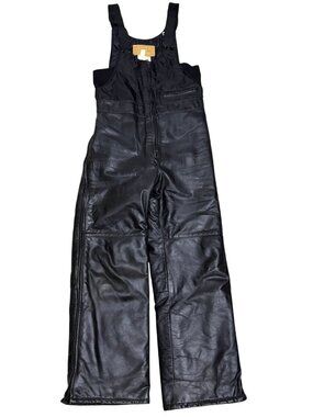 Leather BOMBARDIER Vintage 90s Snow Pants Overalls Snowmobile Ski Doo Pant 34x30
